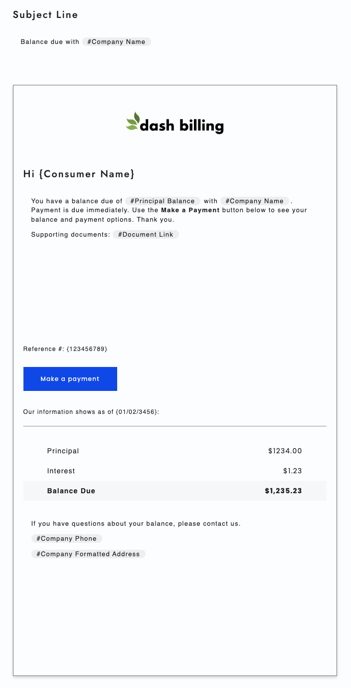 screenshot of Dash Billing